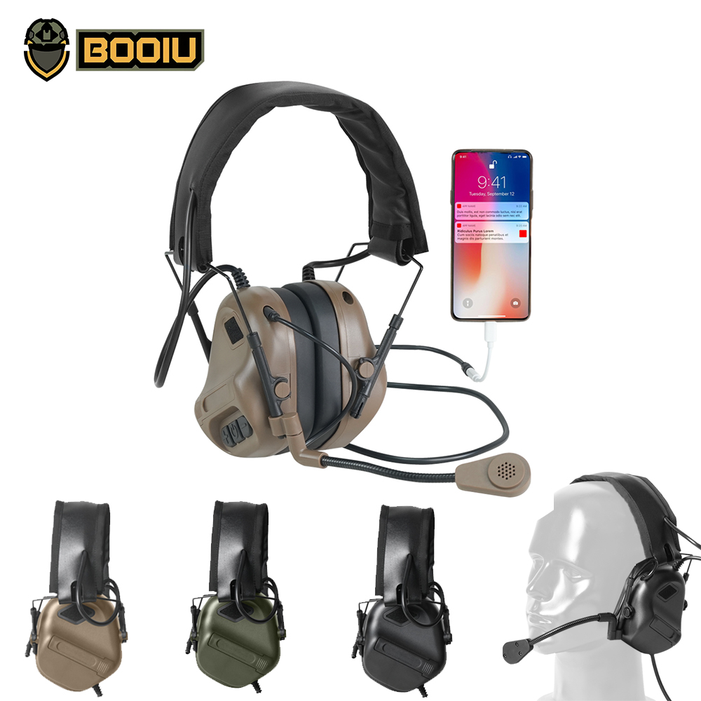 Shooting Ear Muff - BOOIU-auriculares electrónicos tácticos para disparar, interfaz