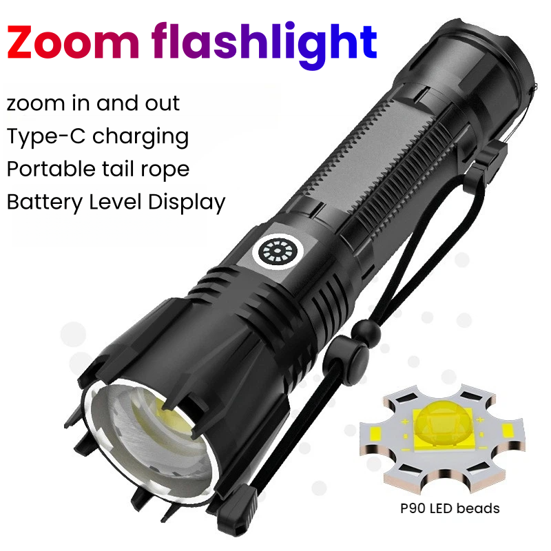 Hunting Outdoor - Linterna LED P90 de alta potencia,