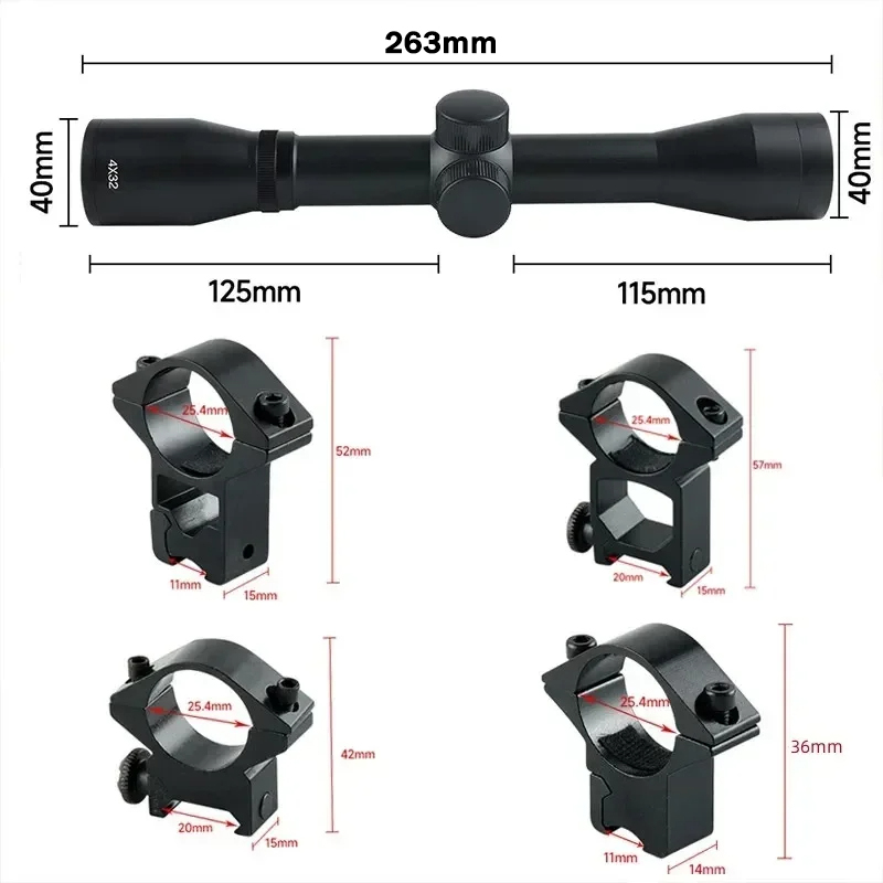 Mira telescópica táctica 4x32  - Crossbow Scope Sight reseña y precio