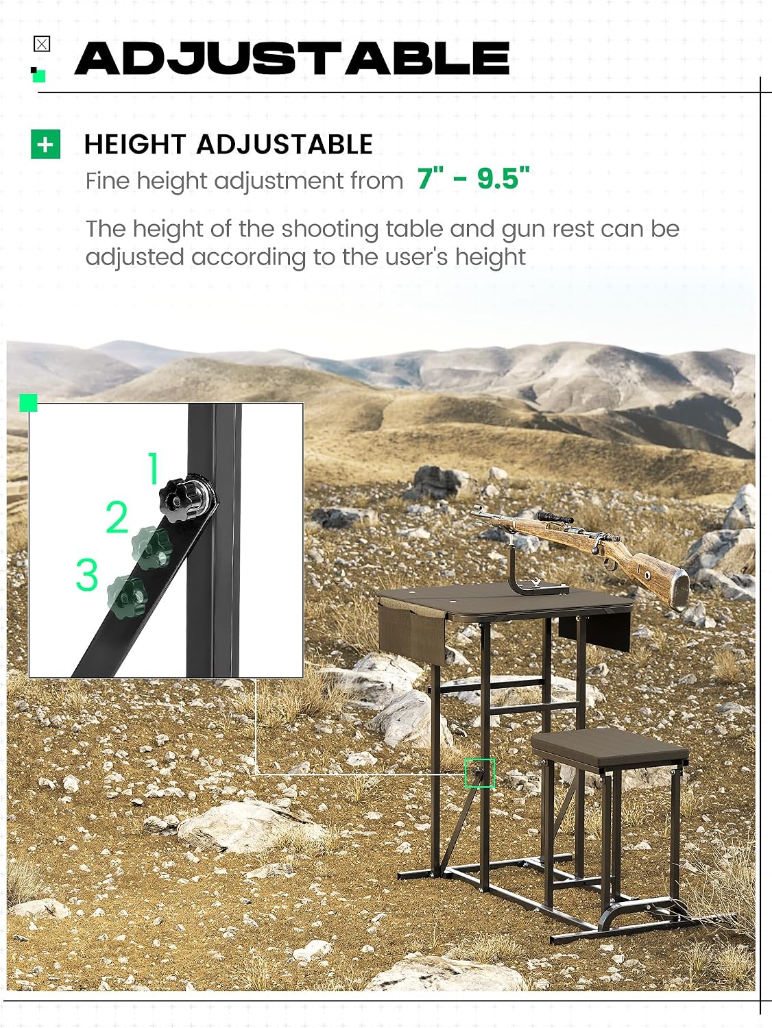 Banco de tiro plegable con asi - Outdoor Hunting Table reseña y precio