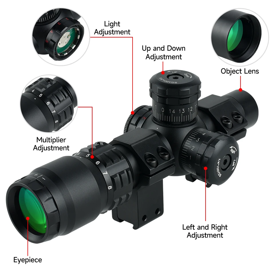 Mira para Rifle de caza de 2-8 - Crossbow Scope Sight reseña y precio