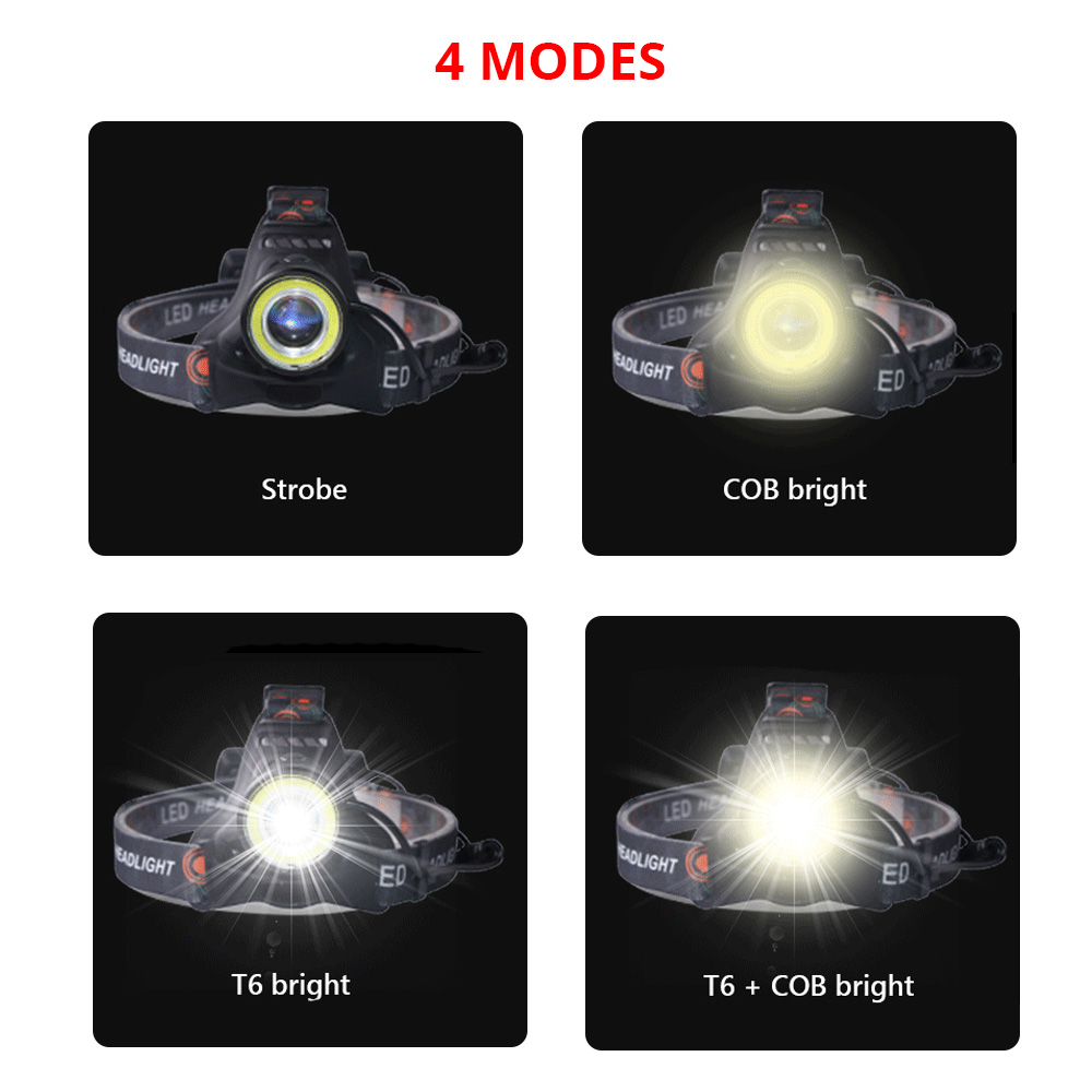 Linterna frontal T6 Cob, linte - Hunting Outdoor Jobs reseña y precio